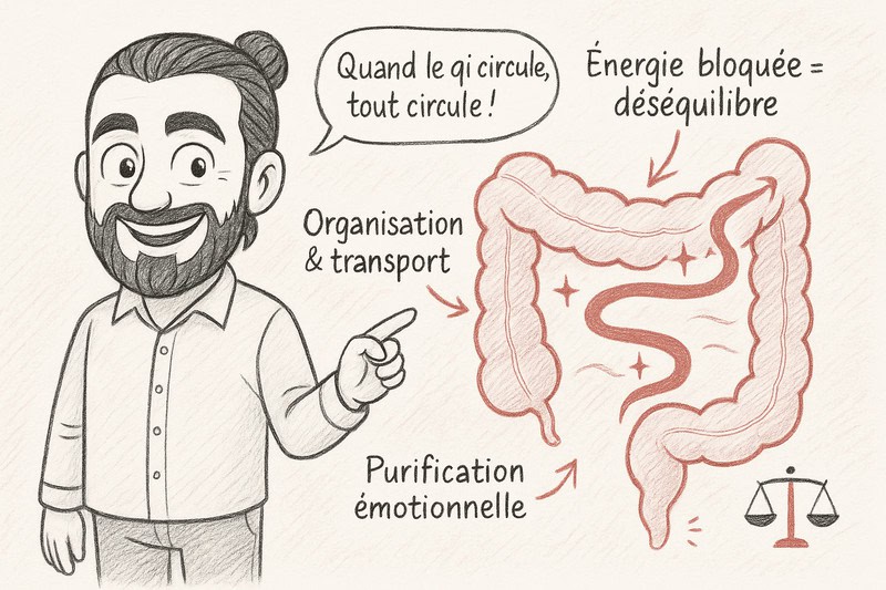 Le trajet du méridien du gros intestin